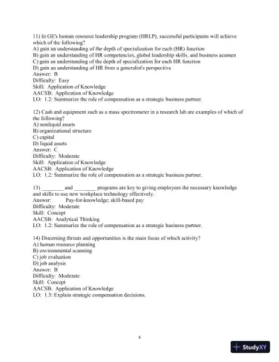 Test Bank for Strategic Compensation: A Human Resource Management Approach, 10th Edition - Page 5 preview image