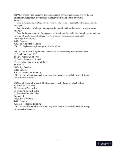 Test Bank for Strategic Compensation: A Human Resource Management Approach, 10th Edition - Page 8 preview image