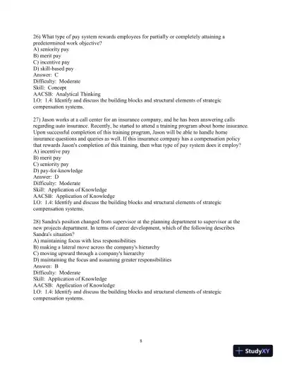 Test Bank for Strategic Compensation: A Human Resource Management Approach, 10th Edition - Page 9 preview image