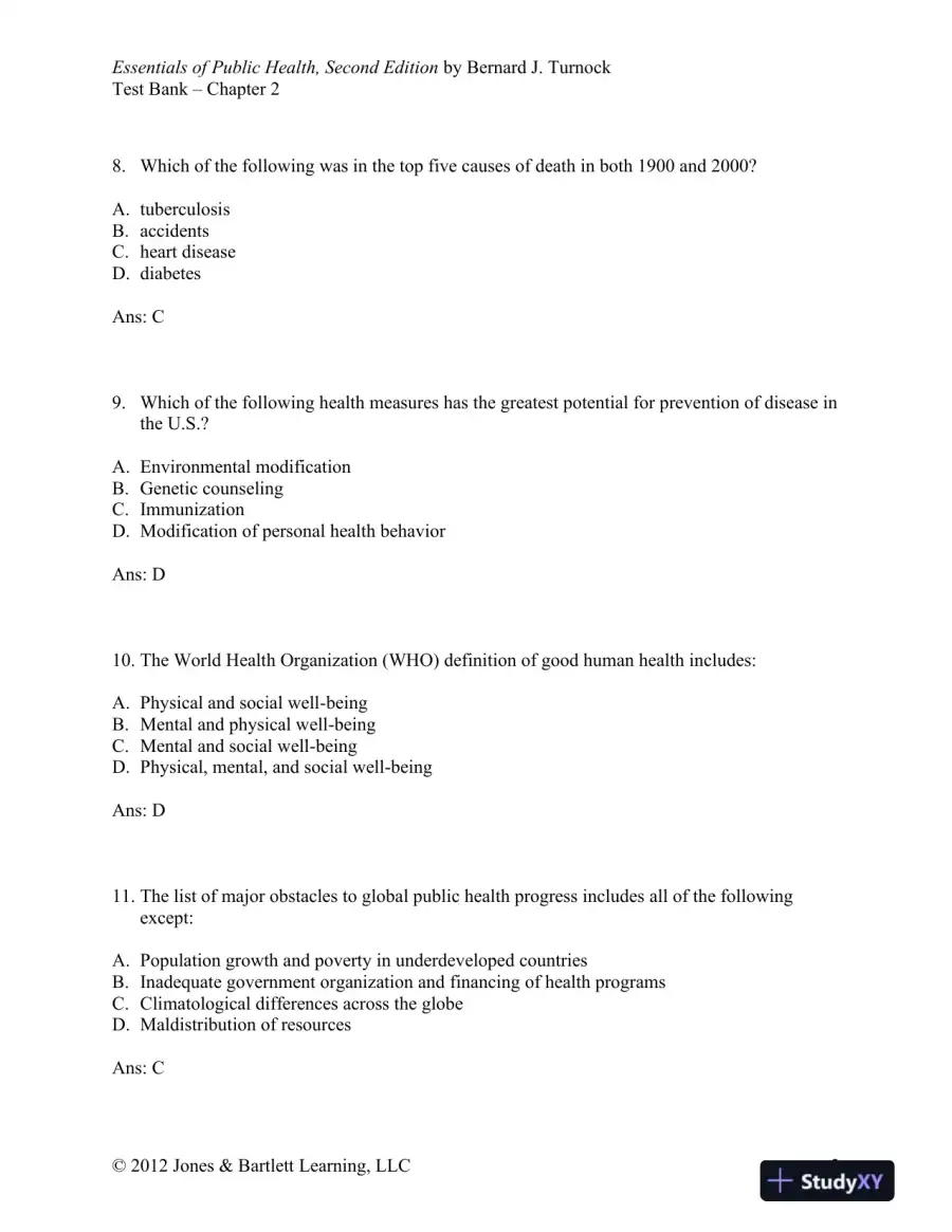 Essentials of Public Health, 2nd Edition Test Bank, page 10