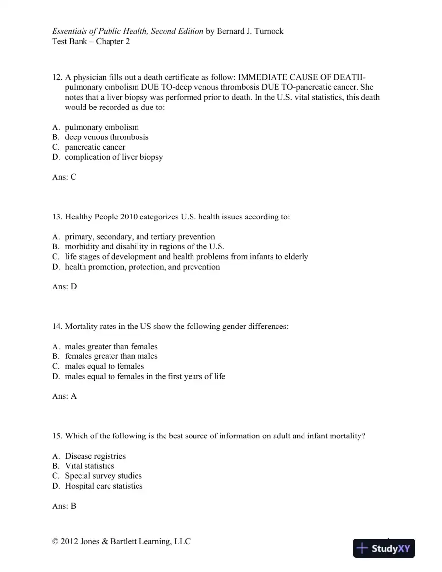 Essentials of Public Health, 2nd Edition Test Bank, page 11