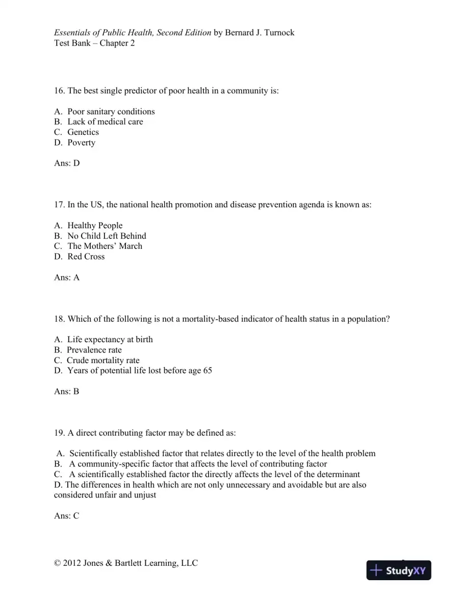 Essentials of Public Health, 2nd Edition Test Bank, page 12