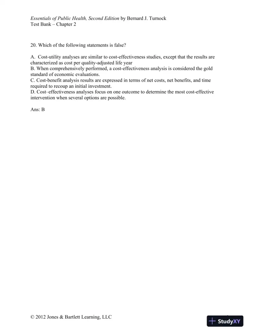 Essentials of Public Health, 2nd Edition Test Bank, page 13