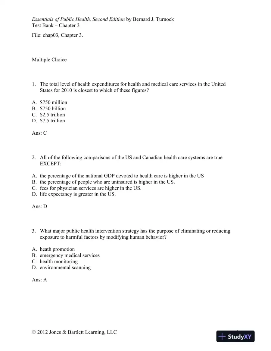 Essentials of Public Health, 2nd Edition Test Bank, page 14