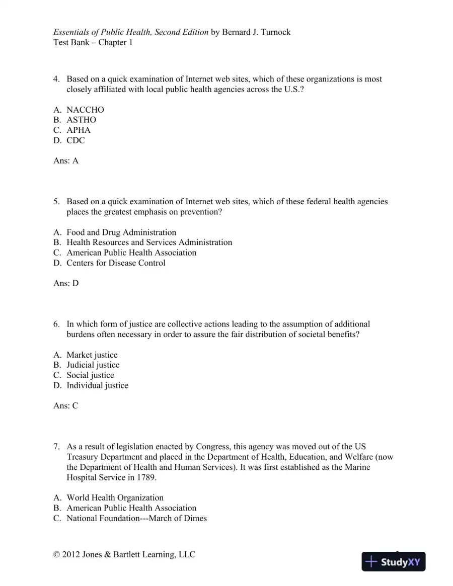 Essentials of Public Health, 2nd Edition Test Bank, page 3
