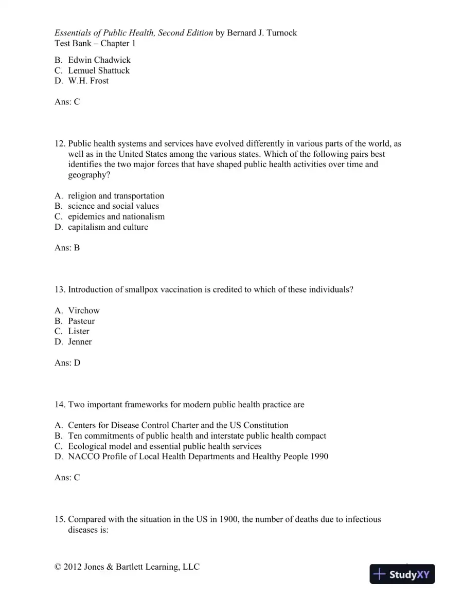Essentials of Public Health, 2nd Edition Test Bank, page 5