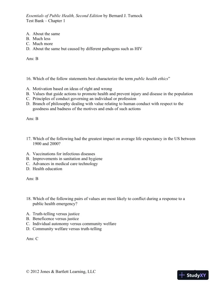 Essentials of Public Health, 2nd Edition Test Bank, page 6