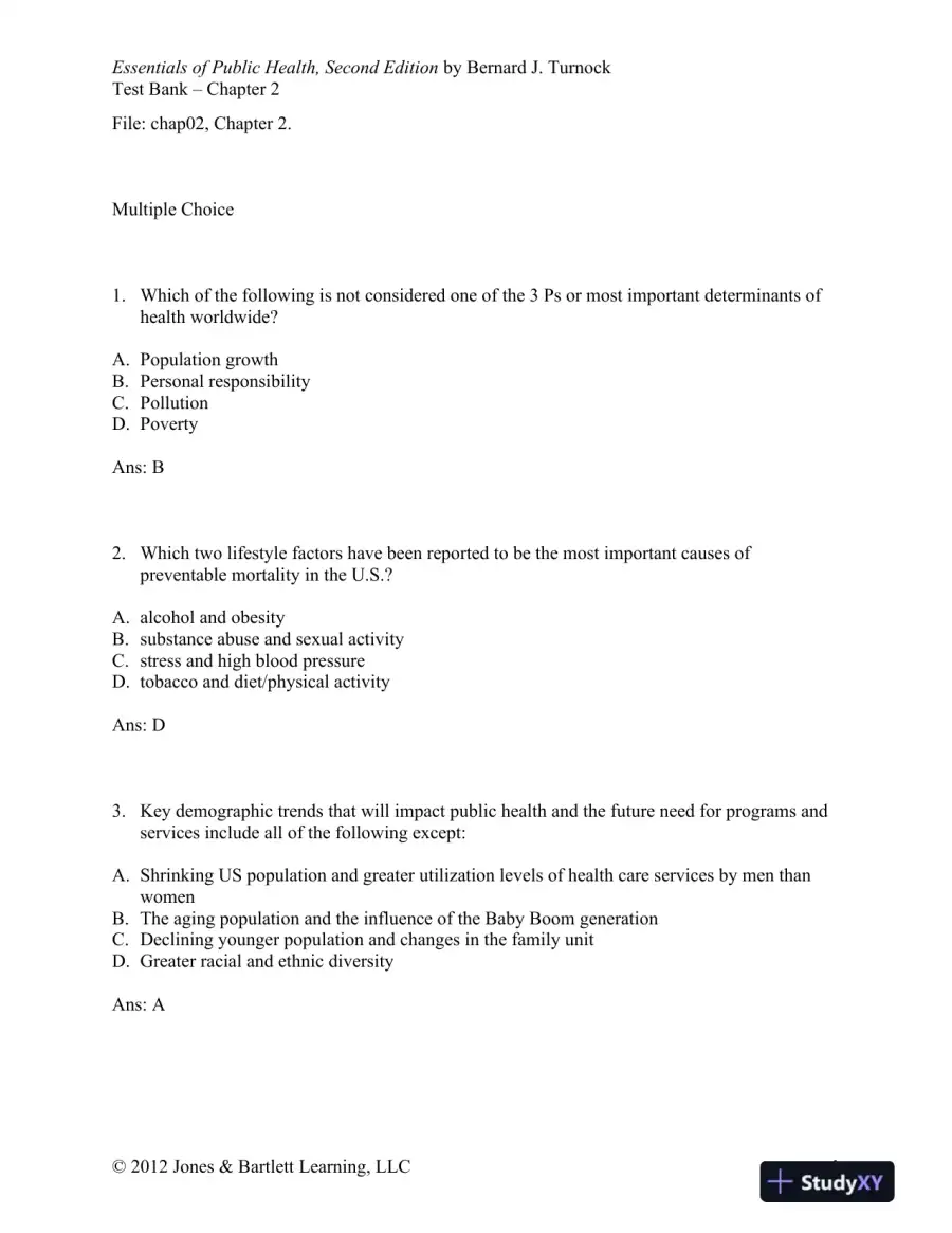 Essentials of Public Health, 2nd Edition Test Bank, page 8