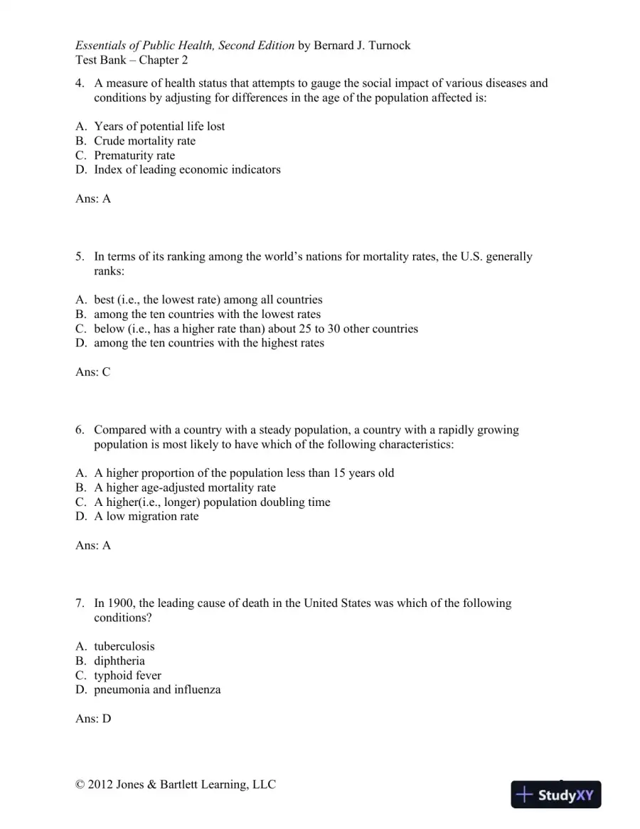 Essentials of Public Health, 2nd Edition Test Bank, page 9