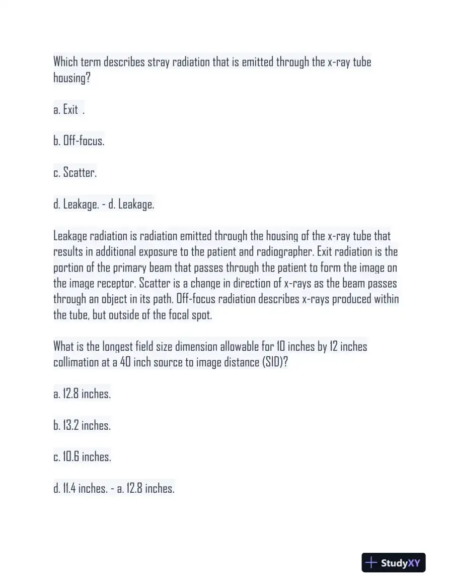 HESI Radiography Practice Exam With Answers (500 Solved Questions), page 12