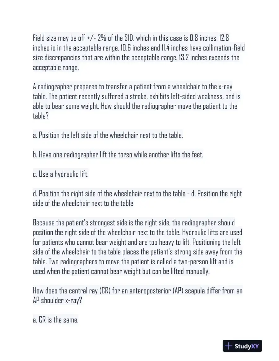 HESI Radiography Practice Exam With Answers (500 Solved Questions), page 13