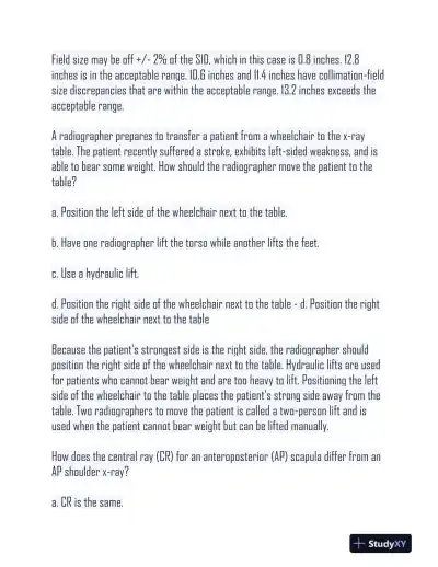 HESI Radiography Practice Exam With Answers (500 Solved Questions) - Page 13 preview image