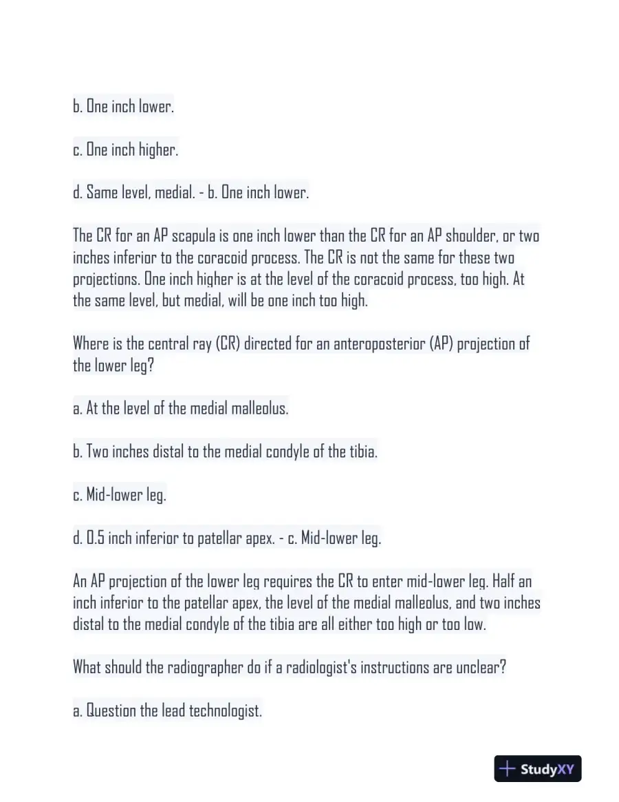 HESI Radiography Practice Exam With Answers (500 Solved Questions), page 14