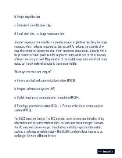 HESI Radiography Practice Exam With Answers (500 Solved Questions) - Page 16 preview image