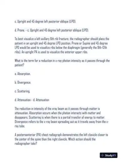 HESI Radiography Practice Exam With Answers (500 Solved Questions) - Page 4 preview image