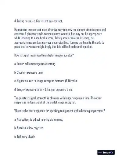 HESI Radiography Practice Exam With Answers (500 Solved Questions) - Page 7 preview image