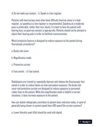 HESI Radiography Practice Exam With Answers (500 Solved Questions) - Page 8 preview image