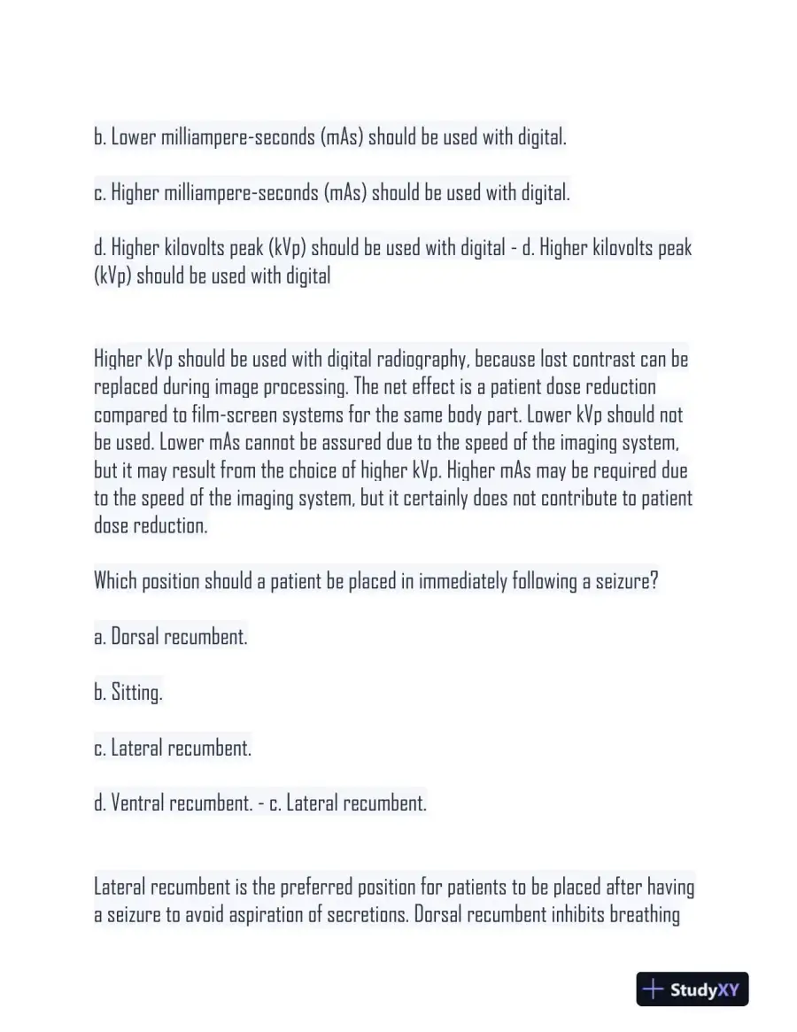 HESI Radiography Practice Exam With Answers (500 Solved Questions), page 9