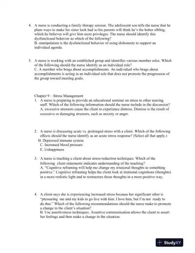 ATI RN Mental Health Proctored Exam NGN Version 2 With Answers (65 Solved Questions) - Page 10 preview image