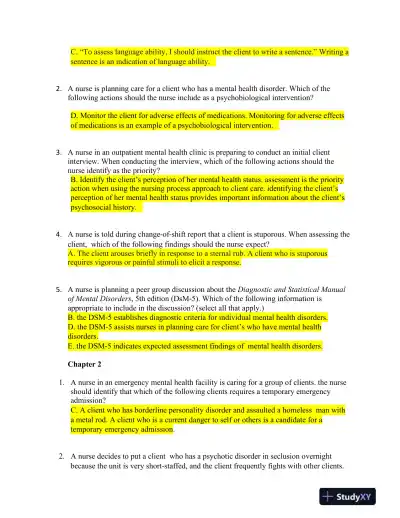 ATI RN Mental Health Proctored Exam NGN Version 2 With Answers (65 Solved Questions) - Page 3 preview image