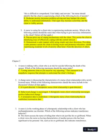 ATI RN Mental Health Proctored Exam NGN Version 2 With Answers (65 Solved Questions) - Page 6 preview image