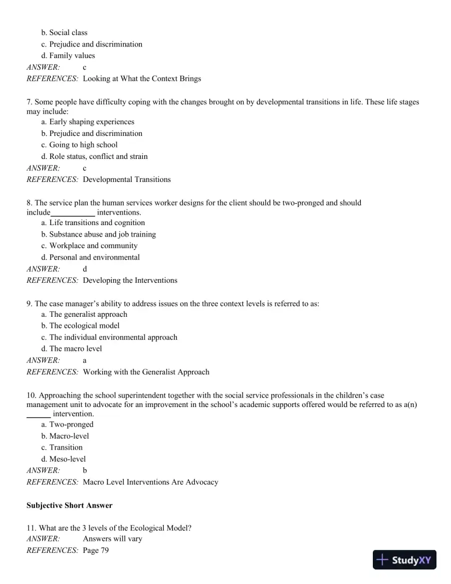 Fundamentals of Case Management Practice: Skills for the Human Services 5th Edition Test Bank, page 11
