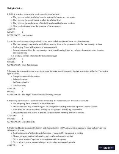 Fundamentals of Case Management Practice: Skills for the Human Services 5th Edition Test Bank - Page 6 preview image