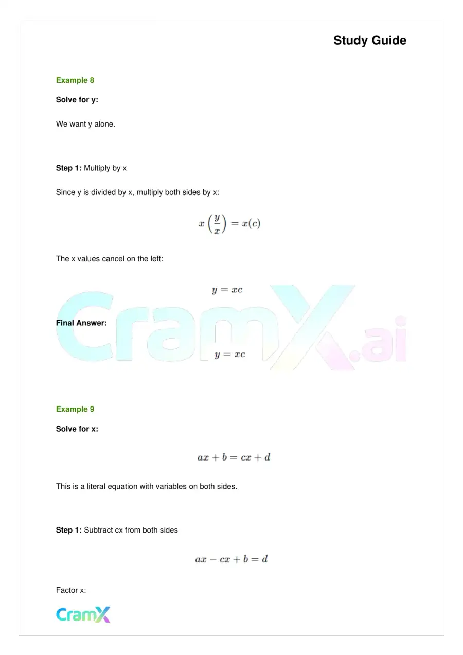 Algebra I – Equations Ratios and Proportions, page 10
