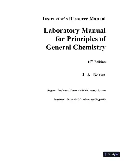 Lecture Notes for Laboratory Manual for Principles of General Chemistry , 10th Edition - Page 1 preview image