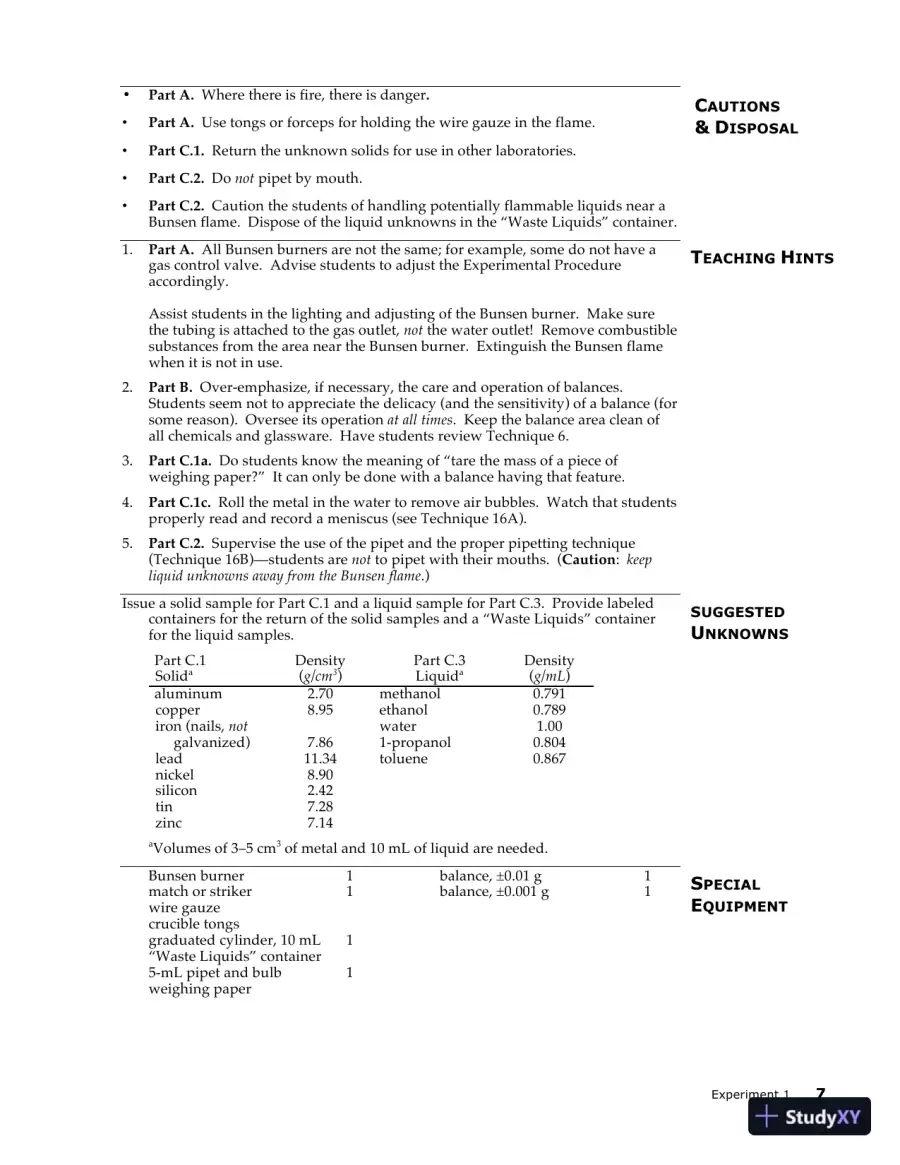 Lecture Notes for Laboratory Manual for Principles of General Chemistry , 10th Edition, page 12
