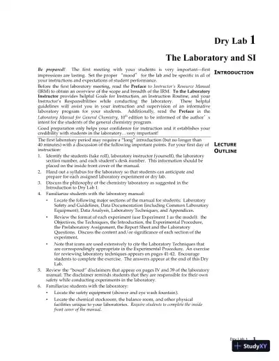 Lecture Notes for Laboratory Manual for Principles of General Chemistry , 10th Edition - Page 15 preview image