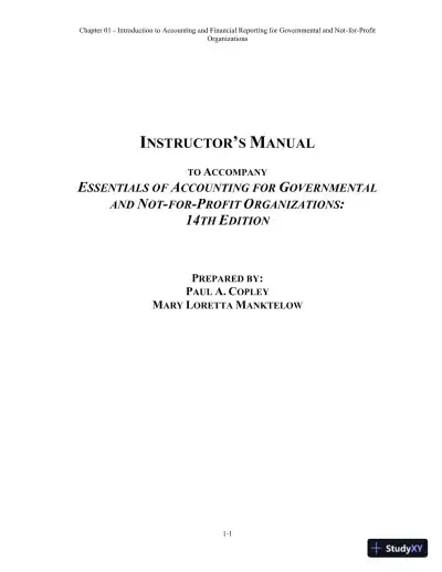 Solution Manual For Essentials of Accounting for Governmental and Not-for-Profit Organizations, 14th Edition - Page 1 preview image