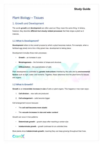 Plant Biology - Tissues - Page 1 preview image