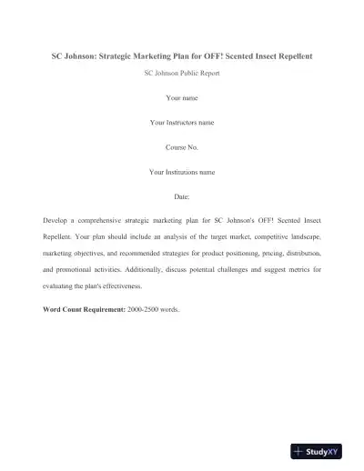 SC Johnson: Strategic Marketing Plan for OFF! Scented Insect Repellent - Page 1 preview image