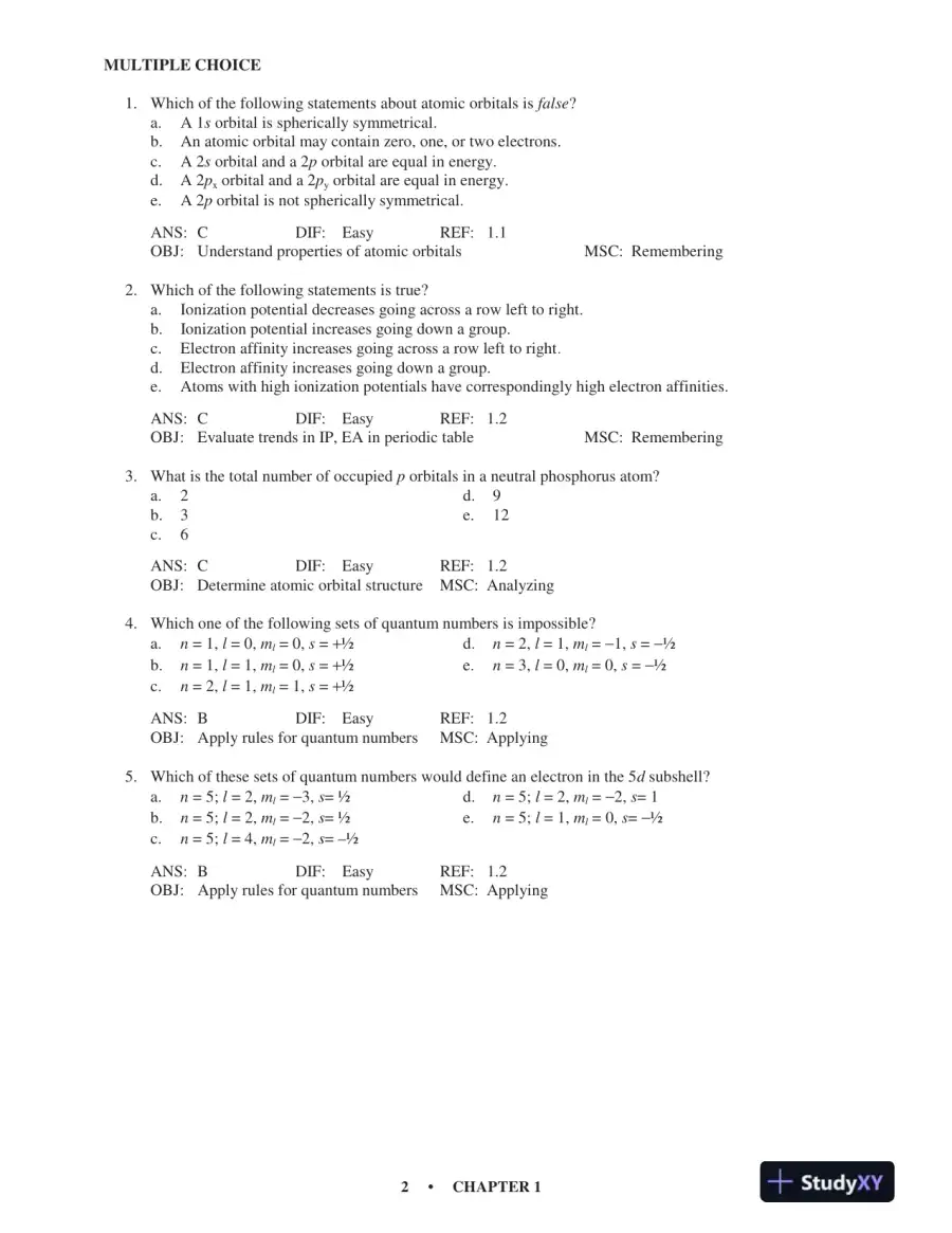 Test Bank For Organic Chemistry, 5th Edition, page 8