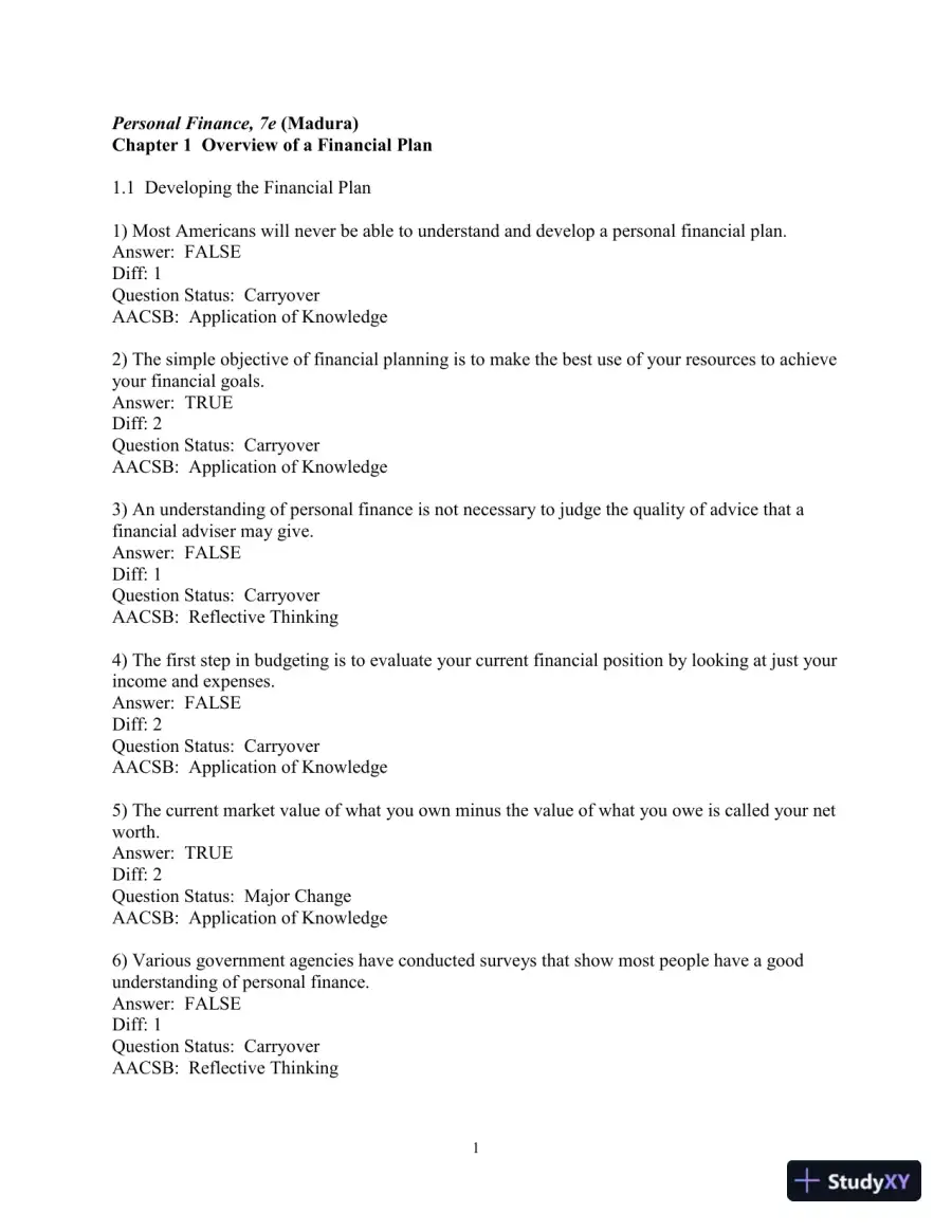 Test Bank for Personal Finance, 7th Edition, page 3
