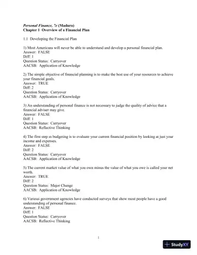 Test Bank for Personal Finance, 7th Edition - Page 3 preview image