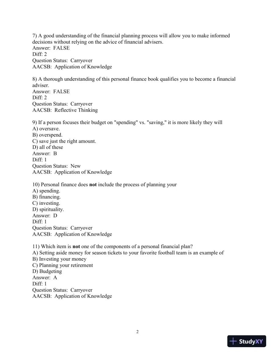 Test Bank for Personal Finance, 7th Edition, page 4