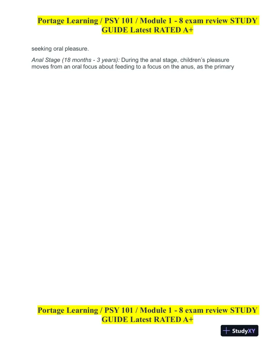 PSY101 Portage Learning Module 1-8 Exam Review Study Guide (8 Detailed Reviews), page 10