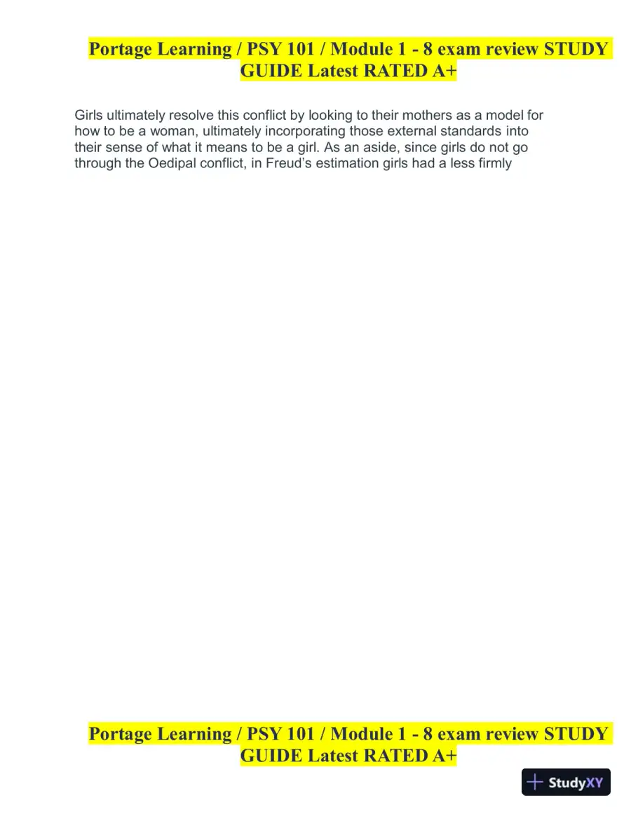 PSY101 Portage Learning Module 1-8 Exam Review Study Guide (8 Detailed Reviews), page 12