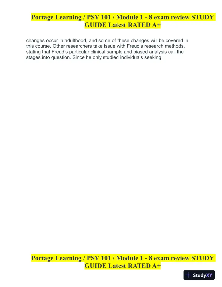 PSY101 Portage Learning Module 1-8 Exam Review Study Guide (8 Detailed Reviews), page 14