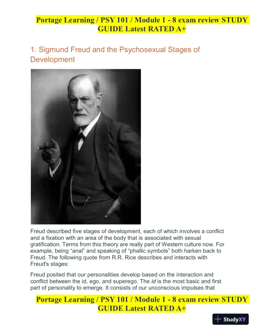PSY101 Portage Learning Module 1-8 Exam Review Study Guide (8 Detailed Reviews), page 7