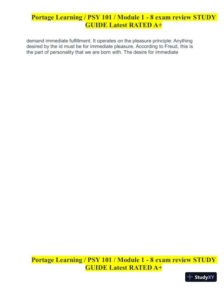 PSY101 Portage Learning Module 1-8 Exam Review Study Guide (8 Detailed Reviews), page 8