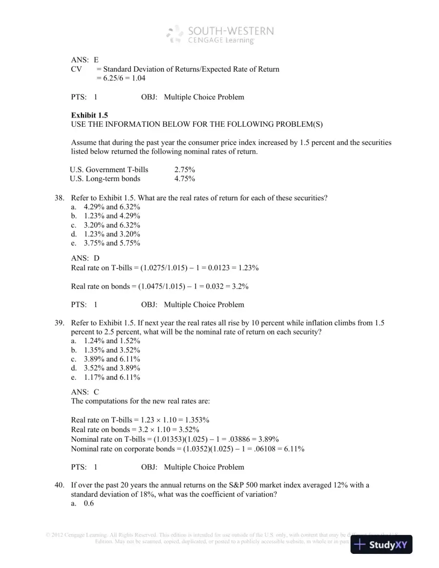 Test Bank For Investment Analysis And Portfolio Management, 10th Edition, page 12