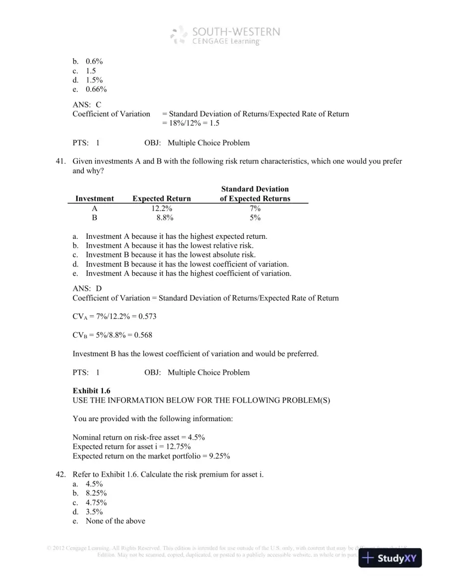 Test Bank For Investment Analysis And Portfolio Management, 10th Edition, page 13