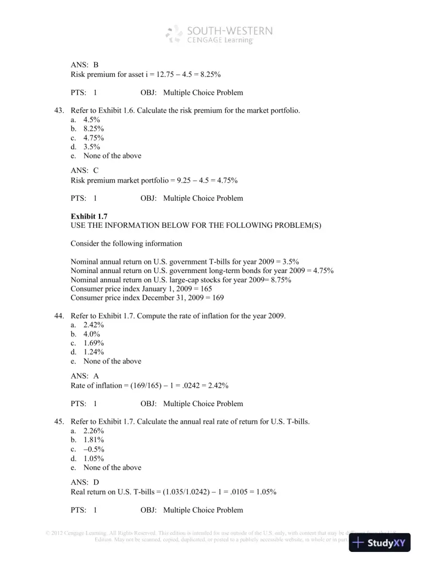 Test Bank For Investment Analysis And Portfolio Management, 10th Edition, page 14