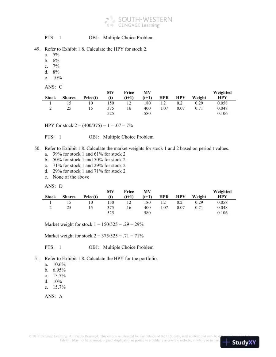 Test Bank For Investment Analysis And Portfolio Management, 10th Edition, page 16