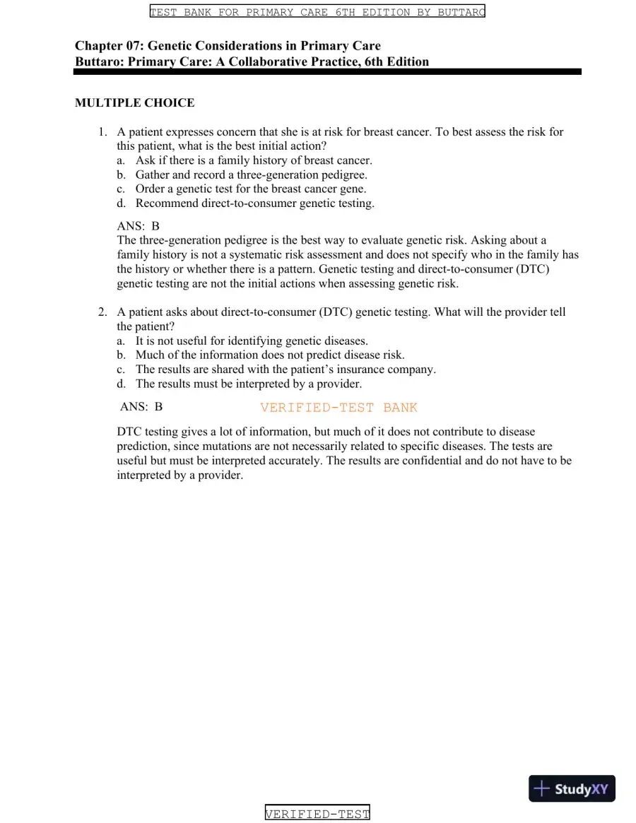 Test Bank for Primary Care: A Collaborative Practice, 6th Edition (Chapters 1-228), page 10