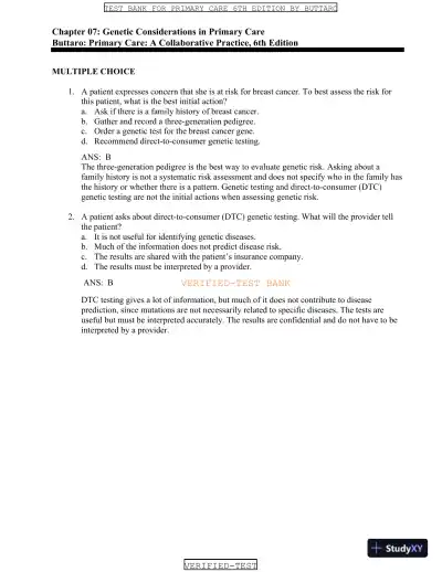 Test Bank for Primary Care: A Collaborative Practice, 6th Edition (Chapters 1-228) - Page 10 preview image
