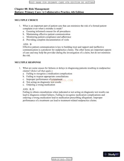 Test Bank for Primary Care: A Collaborative Practice, 6th Edition (Chapters 1-228) - Page 11 preview image